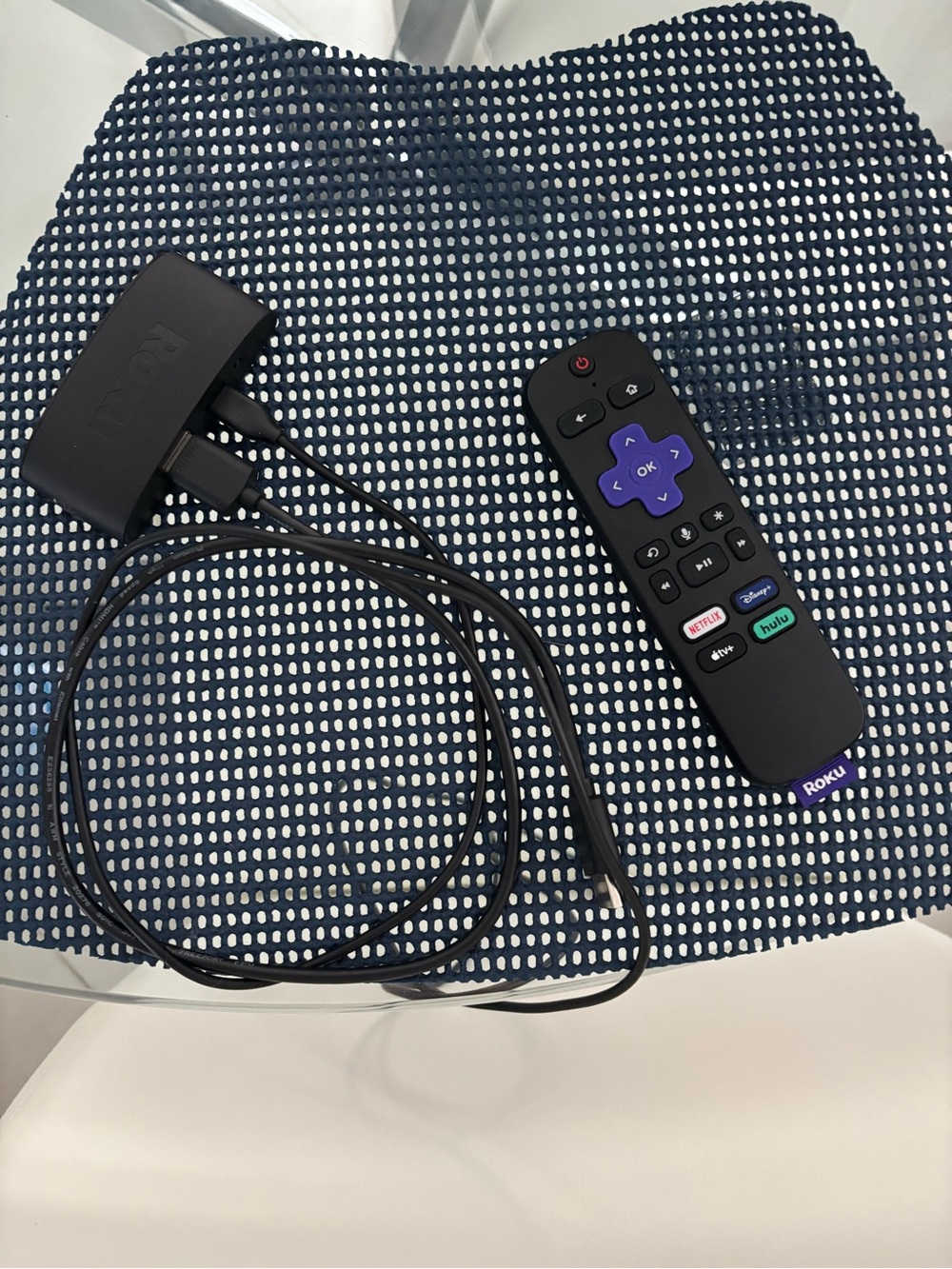 Roku Streaming Stick with Black Remote and Purple D-pad